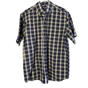 VTG William Bay Trading Co Blue Men's Large S/Sleeve Plaid  Button Down Pocket
